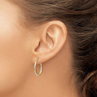 Thumbnail for 14k & Rhodium Satin Diamond Cut Twisted Hoop Earrings