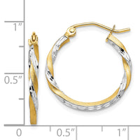 Thumbnail for 14k & Rhodium Satin Diamond Cut Twisted Hoop Earrings