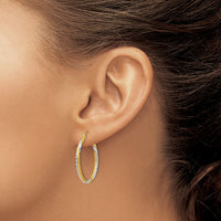 Thumbnail for 14k & Rhodium Satin Diamond Cut Twisted Hoop Earrings