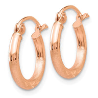 Thumbnail for 14k Rose Gold Lightweight Satin Diamond Cut Hoop Earrings