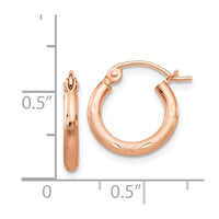 Thumbnail for 14k Rose Gold Lightweight Satin Diamond Cut Hoop Earrings