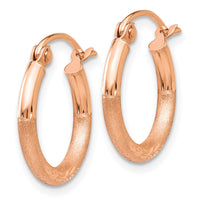 Thumbnail for 14k Rose Gold Lightweight Satin Diamond Cut Hoop Earrings