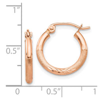 Thumbnail for 14k Rose Gold Lightweight Satin Diamond Cut Hoop Earrings