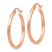 Thumbnail for 14k Rose Gold Lightweight Satin Diamond Cut Hoop Earrings