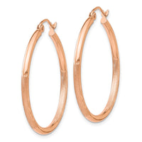 Thumbnail for 14k Rose Gold Lightweight Satin Diamond Cut Hoop Earrings