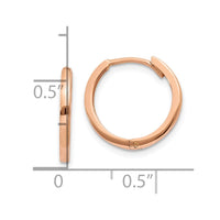 Thumbnail for 14k Rose Gold Round Hinged Hoop Earrings