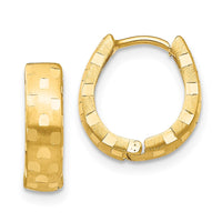 Thumbnail for 14K Diamond Cut 4mm Patterned Hinged Hoop Earrings
