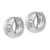 Thumbnail for 14K White Gold Textured and Polished Hinged Hoop Earrings