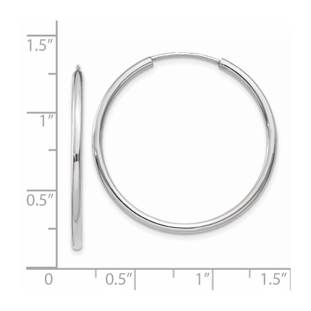 14k White Gold Polished Endless Tube Hoop Earrings