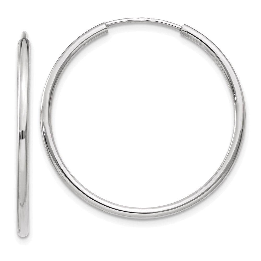 14k White Gold Polished Endless Tube Hoop Earrings