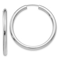 Thumbnail for 14k White Gold Polished Endless Tube Hoop Earrings
