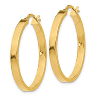 Thumbnail for 14K Diamond Cut Edge Large 3mm Polished Hoop Earrings