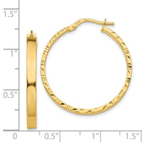 Thumbnail for 14K Diamond Cut Edge Large 3mm Polished Hoop Earrings