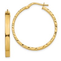 Thumbnail for 14K Diamond Cut Edge Large 3mm Polished Hoop Earrings