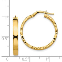 Thumbnail for 14K Diamond Cut Edge Medium 3mm Polished Hoop Earrings