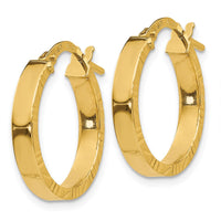 Thumbnail for 14K Small 3mm Diamond Cut Edge Polished Hoop Earrings