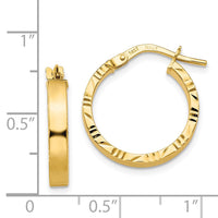 Thumbnail for 14K Small 3mm Diamond Cut Edge Polished Hoop Earrings