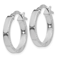 Thumbnail for 14K White Gold Small 3mm Diamond Cut Edge Polished Hoop Earrings