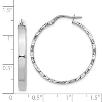 Thumbnail for 14K White Gold Diamond Cut Edge Large 3mm Polished Hoop Earrings