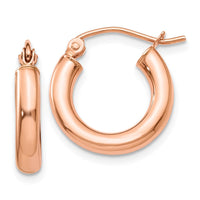 Thumbnail for 14k Rose Gold Polished 3mm Lightweight Tube Hoop Earrings