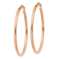 Thumbnail for 14k Rose Gold Polished Lightweight Large Diamond-cut Tube Hoop Earrings
