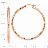 Thumbnail for 14k Rose Gold Polished Lightweight Large Diamond-cut Tube Hoop Earrings