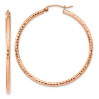 Thumbnail for 14k Rose Gold Polished Lightweight Large Diamond-cut Tube Hoop Earrings