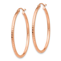 Thumbnail for 14k Rose Gold Polished Lightweight Large Diamond-cut Tube Hoop Earrings