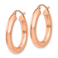 Thumbnail for 14k Rose Gold Polished 4mm Tube Hoop Earrings