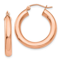 Thumbnail for 14k Rose Gold Polished 4mm Tube Hoop Earrings