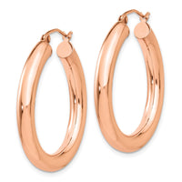 Thumbnail for 14k Rose Gold Polished 4mm Tube Hoop Earrings