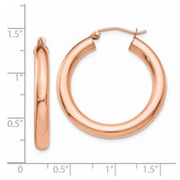 Thumbnail for 14k Rose Gold Polished 4mm Tube Hoop Earrings