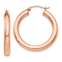 Thumbnail for 14k Rose Gold Polished 4mm Tube Hoop Earrings