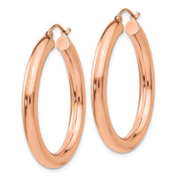 Thumbnail for 14k Rose Gold Polished 4mm Tube Hoop Earrings