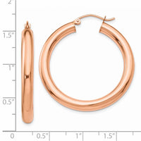 Thumbnail for 14k Rose Gold Polished 4mm Tube Hoop Earrings