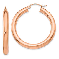 Thumbnail for 14k Rose Gold Polished 4mm Tube Hoop Earrings