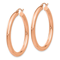 Thumbnail for 14k Rose Gold Polished 4mm Tube Hoop Earrings