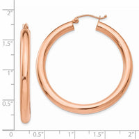 Thumbnail for 14k Rose Gold Polished 4mm Tube Hoop Earrings