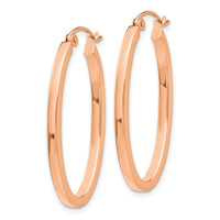Thumbnail for 14k Rose Gold Polished Oval Tube Hoop Earrings