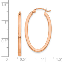 Thumbnail for 14k Rose Gold Polished Oval Tube Hoop Earrings