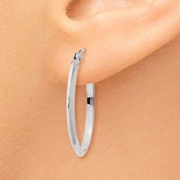 Thumbnail for 14k White Gold Polished Oval Tube Hoop Earrings
