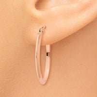 Thumbnail for 14k Rose Gold Polished Oval Tube Earrings