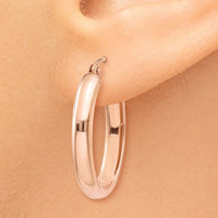 Thumbnail for 14k Rose Gold Polished Half-Round Oval Hoop Earrings