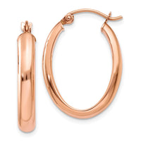 Thumbnail for 14k Rose Gold Polished Half-Round Oval Hoop Earrings