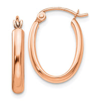 Thumbnail for 14k Rose Gold Polished Half-Round Oval Hoop Earrings