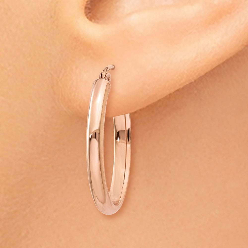 14k Rose Gold Polished Half-Round Oval Hoop Earrings