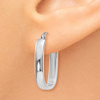 Thumbnail for 14k White Gold Polished Oval Tube Hoop Earrings