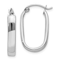 Thumbnail for 14k White Gold Polished Oval Tube Hoop Earrings