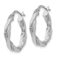 Thumbnail for 14K White Gold Twisted Textured Hoop Earrings