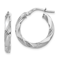 Thumbnail for 14K White Gold Twisted Textured Hoop Earrings